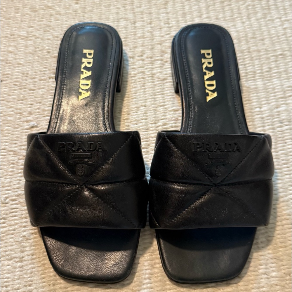 Prada Women's Black Quilted Leather Sandals